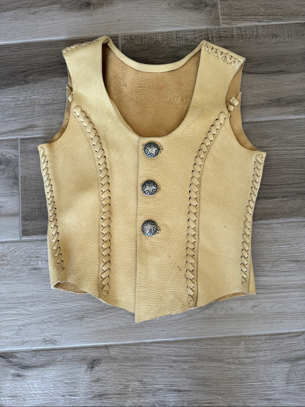 Handmade buckskin vest